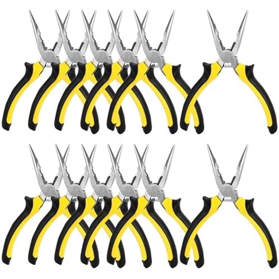 12 PACK 6 Inches Professional Needle Long Nose Pliers Bulk with Non-Slip Grip, Heavy Duty Needle Nose Pliers for Wire Cutting, Wire Bending, Handcraft and PCB Board$$Tools & Hardware Other