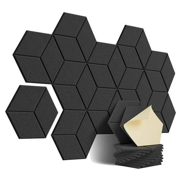 12 PACK Acoustic Foam,Self-Adhesive Sound Proof Panels,for Insulation &Acoustic Treatment(Black)
