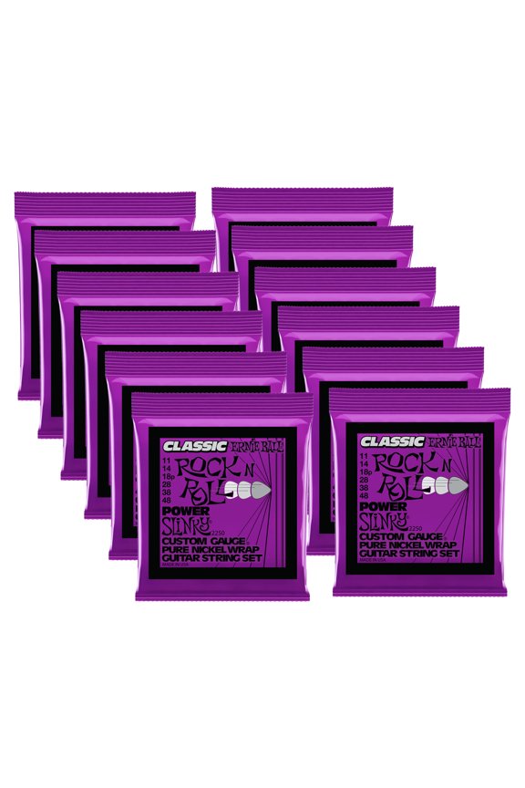 12 PACK Classic Ernie Ball 2250 Rock N Roll Power Slinky Electric Guitar Strings 11-48