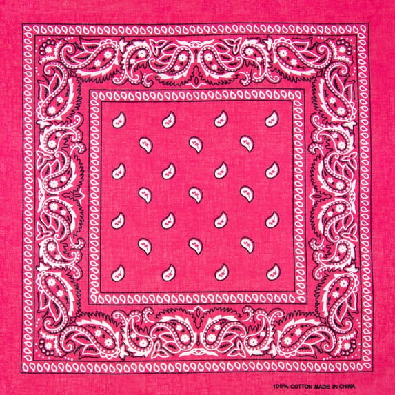12 PACK Dozen 100% Cotton Bandanas HOT PINK PAISLEY Wrap Scarf Face Covering Paisley Western Bandana