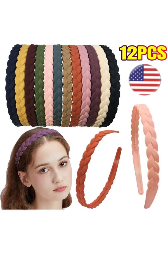 12 PACK Fashion Color Thin Headbands, Elegant Plastic Hair Grip Bands with Non-Slip Design for Women, Party Work Day wear