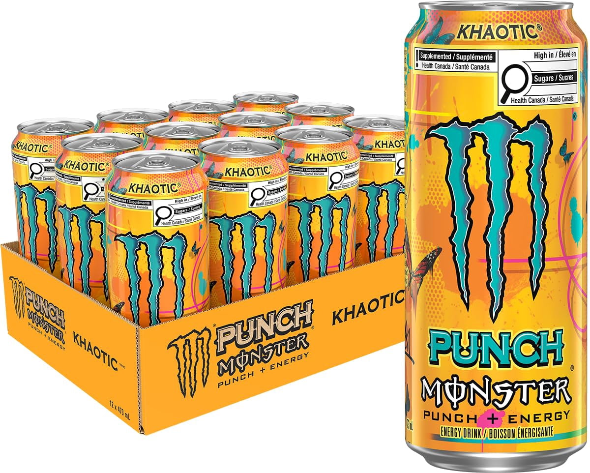 12 PACK Monster Energy Juice Monster Khaotic Tropical Orange Juice + Energy DrinK CANADA IMPORT
