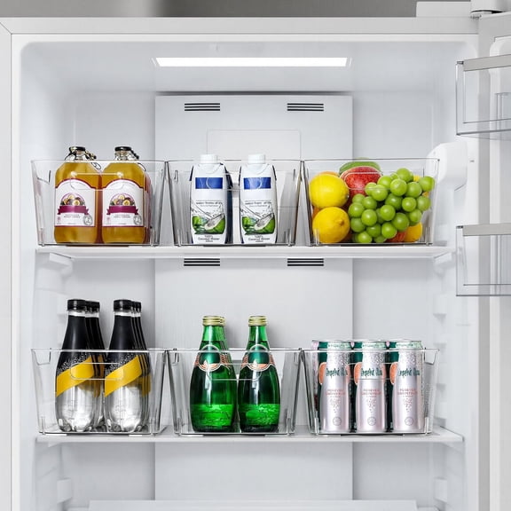 12 PACK Multi-Use Clear Plastic Storage Bins for Organizing w/ Labels - Home, Kitchen, Pantry, Bathroom, Office, Cabinet Shelf Organizer Bins - SOHO Collection, RV, Fridge Organization Containers -XL