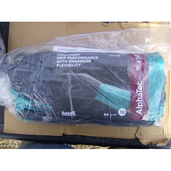 12 PACK OF 58-430 ANSELL ALPHATEC CHEMICAL RESISTANT GLOVES SIZE 10 12"