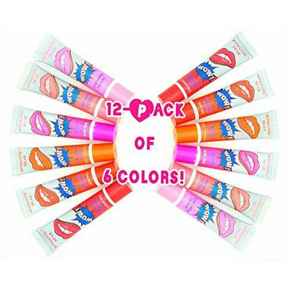 12-PACK Peel-Off Colored Lip Stain Gloss | Variety of SIX Luscious, Sexy Colors (2 Each) | Apply, Let Dry, Peel Away, and Look Beautiful!