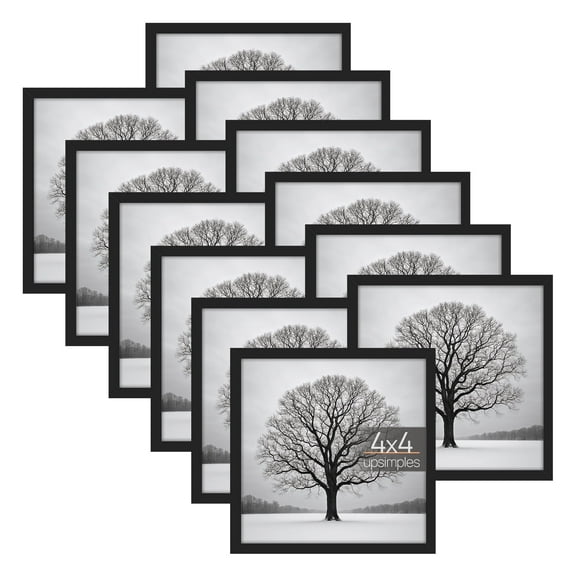 Sindcom 12 Pack 4x4 Picture Frames,Display Pictures 4x4 Without Mat,Gallery Wall Photo Frames, Black