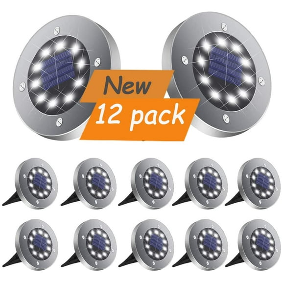 12 PACK Solar Garden Lights,Flat Solar Lights- 8 Led Solar Out light outdoor, Waterproof Garden Pathway Lights for Lawn Patio Pathway Yard Deck Walkway Flood Light