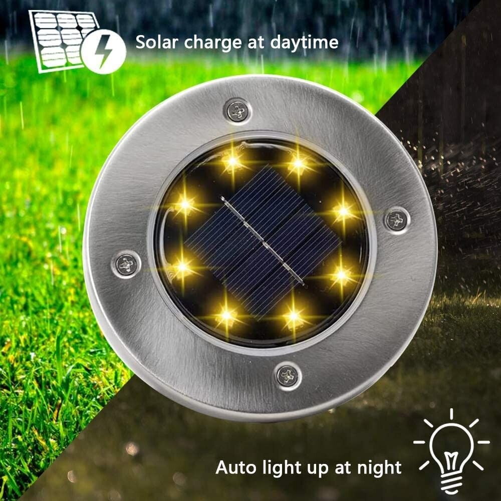 12-Pack Stainless Steel Solar LED Ground Lights