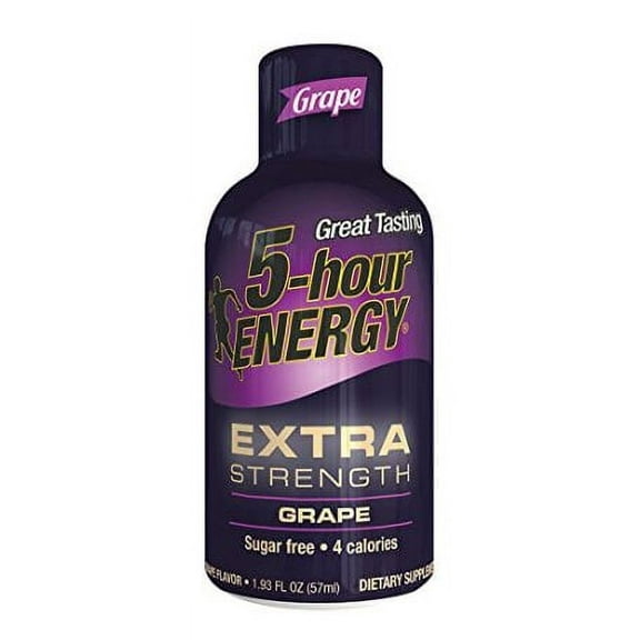 12 PACKS : 5 Hour Energy Extra Strength Shot, Grape, 4 Count