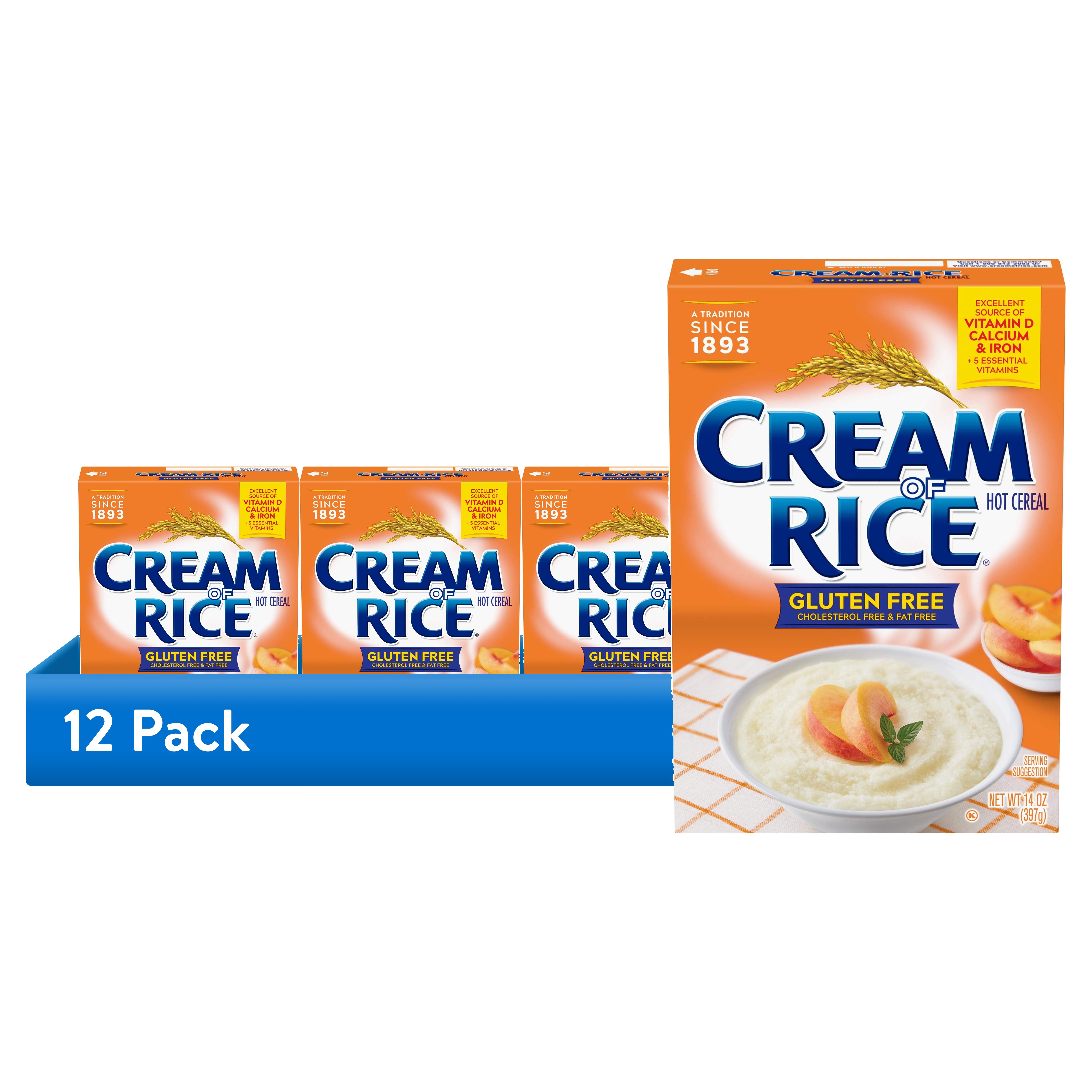 (12 pack) Cream of Rice Gluten Free Hot Cereal, 2.5 Minute, Kosher, Shelf-Stable, 14 oz Box