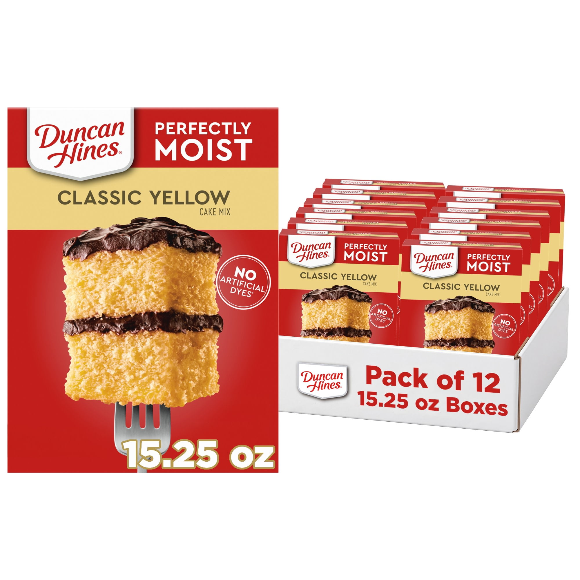 (12 pack) Duncan Hines Classic Yellow Cake Mix, 15.25 oz.