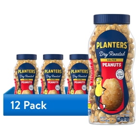 (12 pack) PLANTERS Salted Dry Roasted Peanuts, Party Snacks, Plant Based Protein 16 oz Jar