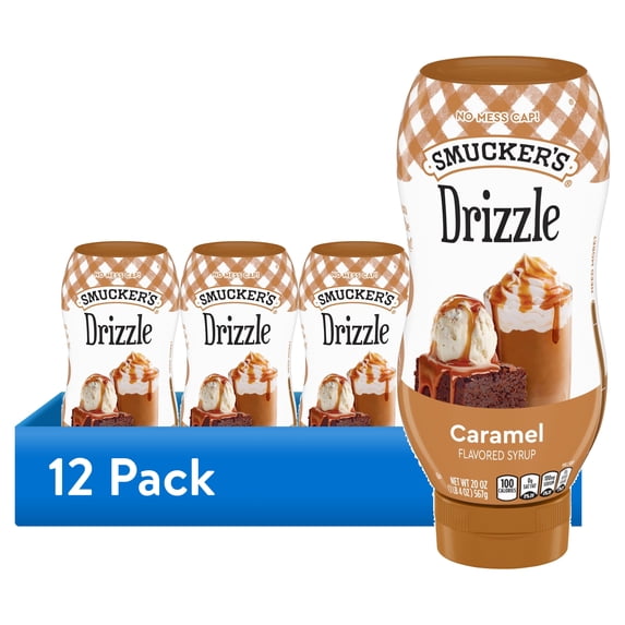 (12 pack) Smucker’s Drizzle Caramel Flavored Syrup, 20 oz Squeeze Bottle