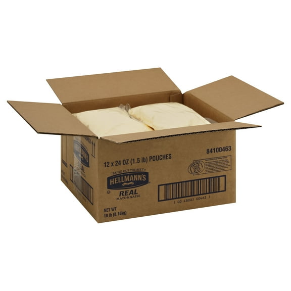12 PACKS : Ubf Foodsolutions Hellmanns Bestfoods Real Mayonnaise Pouch, 24 Ounce.