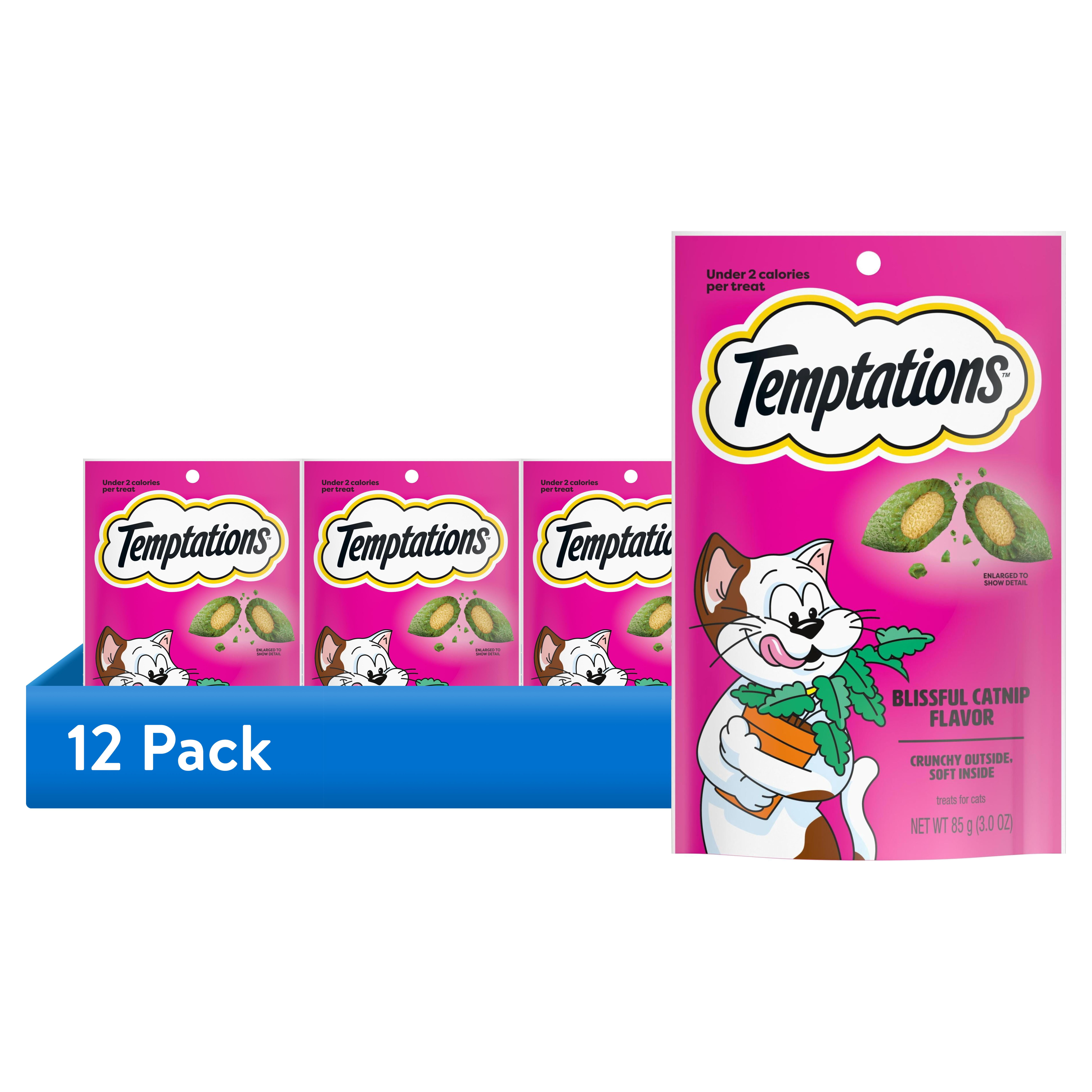 (12 pack) Temptations Classic Blissful Catnip Flavor Crunchy And Soft Treats For Cats, 3 Oz Pouch