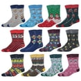 thumbnail image 1 of 12 PAIRS Men Christmas Design Holiday Dress Socks, 1 of 2