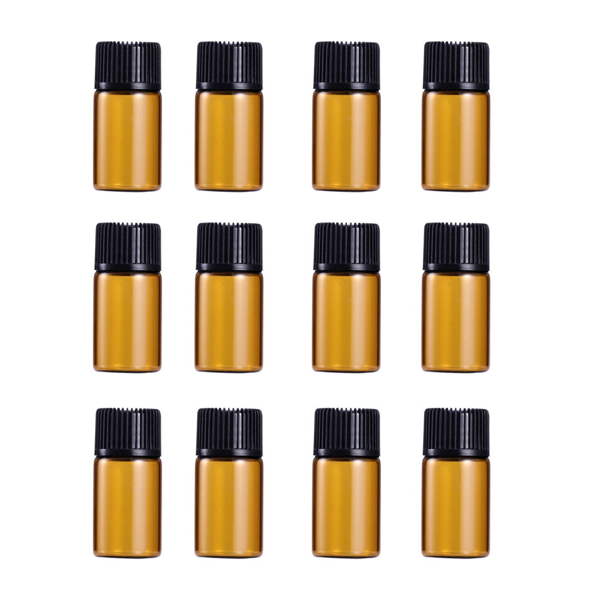 12 PC 3ml Mini Amber Glass Vial Bottles with Orifice Reducer and for Essential Oils Chemistry