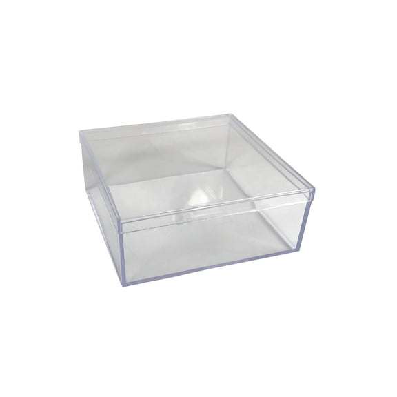12 PC 4" Small Clear Transparent Container Boxes for Home, Kitchen, and Arts and Crafts (Flat Box)