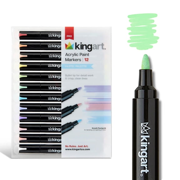 12 PC. ACRYLIC MARKERS BULLET TIP ACETATE - PASTEL