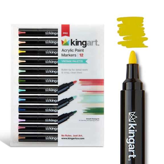 12 PC. ACRYLIC MARKERS BULLET TIP ACETATE - VINTAGE
