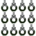 thumbnail image 1 of 12 PC Christmas Kitchen Cabinet Wreaths with Black Ribbon Bow, 5.12” Mini Christmas Wreath Small Kitchen Xmas Decor for Window Door, 1 of 8
