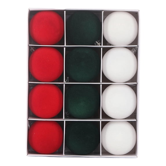 12 PC Flocked Velvet Christmas Ball Ornaments, Reusable Shatter‑Resistant Tree Decorations with Pre‑Attached Hanging Strings for Seasonal Indoor Decor Christmas Ball Ornaments