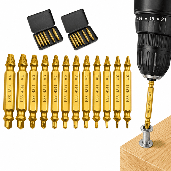 12 PC Heavy Duty Bolt Extractor Set – Stripped, Rounded & Broken Bolt Remover Sockets, Impact Ready Easy Out Nut & Stud Removal Tool Kit, Chrome Vanadium Steel