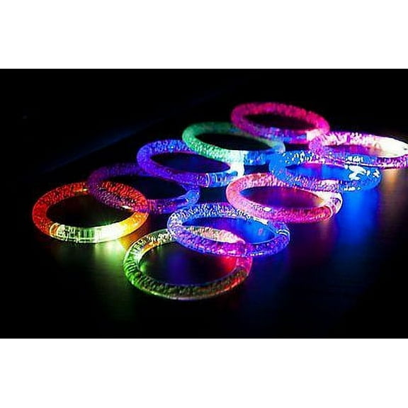 12 PC Light-Up Acrylic Bracelet Wristband LED Flashing Glow Blinking Rave Wear