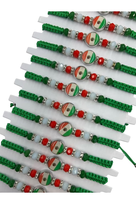 12 PC Mexico Flag Bracelet Adjustable Unisex Mexico Jewelry Gift Wristband woman man