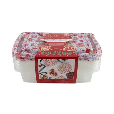 Cook with Color 12-Piece Plastic Food Storage Set with Lids, Airtight & Leakproof, Gingerbread Print