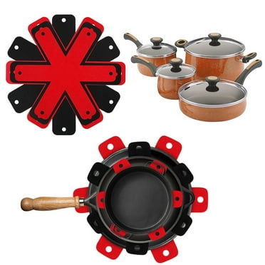 12-PC Pot & Pan Protector Set - 4-Size Silicone Stacking Dividers for Non-Scratch Cookware Storage, Heat-Resistant Up to 450°F