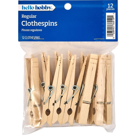 Hello Hobby Unfinished Hardwood Craft Pins, 12 Piece