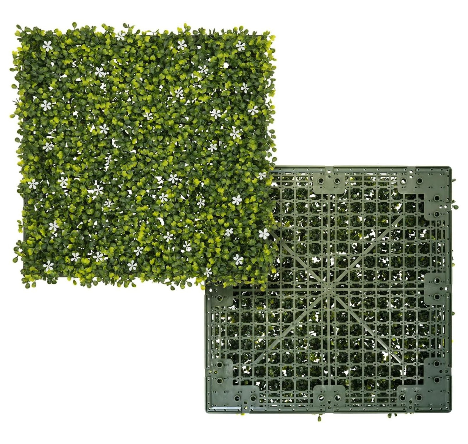 12 PCS 18"x18" Artificial Plant Panels with Single Side White Flowers