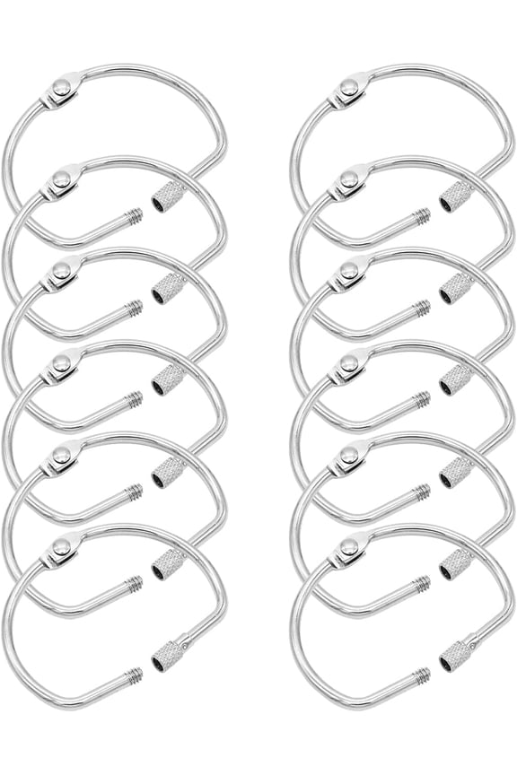 12 PCS 2 Inch D-Shaped Loose Leaf Binder Rings, Nickel Plated Metal Book Rings with Screw Lock for Index Cards, Documents, Keychains, DIY Crafts, Office, School, and Home Supplies (2 Inch)
