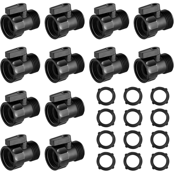 12 PCS 3/4'' Plastic Garden Hose Shut Off Valve,Water hose Shut-Off Ball Valve Thread Connector Coupling for Telescopic Water Pipe Water Gun Valve Control Standard 3/4'' Thread Connector Coupling