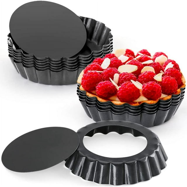 12 PCS 4 Inch Mini Tart Pan, Nonstick Mini Tart Tins with Removable