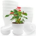 12 PCS 4 Inch Round Plastic Flower Pots,White Nursery Pots with Saucers