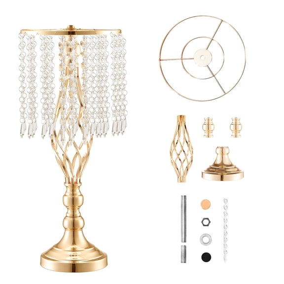 12 PCS 49 cm 19.3 Inch Tall Gold Metal Crystal Wedding Flower Stand Centerpiece Vase Floral Display Holder