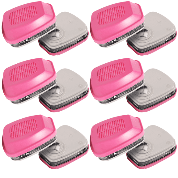 XINBTK 12 PCS(6 Pack) 60921 Respirator Cartridges, Particulate Filters Helps Protect Against Organic Vapors, Ammonia, Acid Gases Compatible with Half and Full Face Pieces 6200 6800 7502 FF400 Series