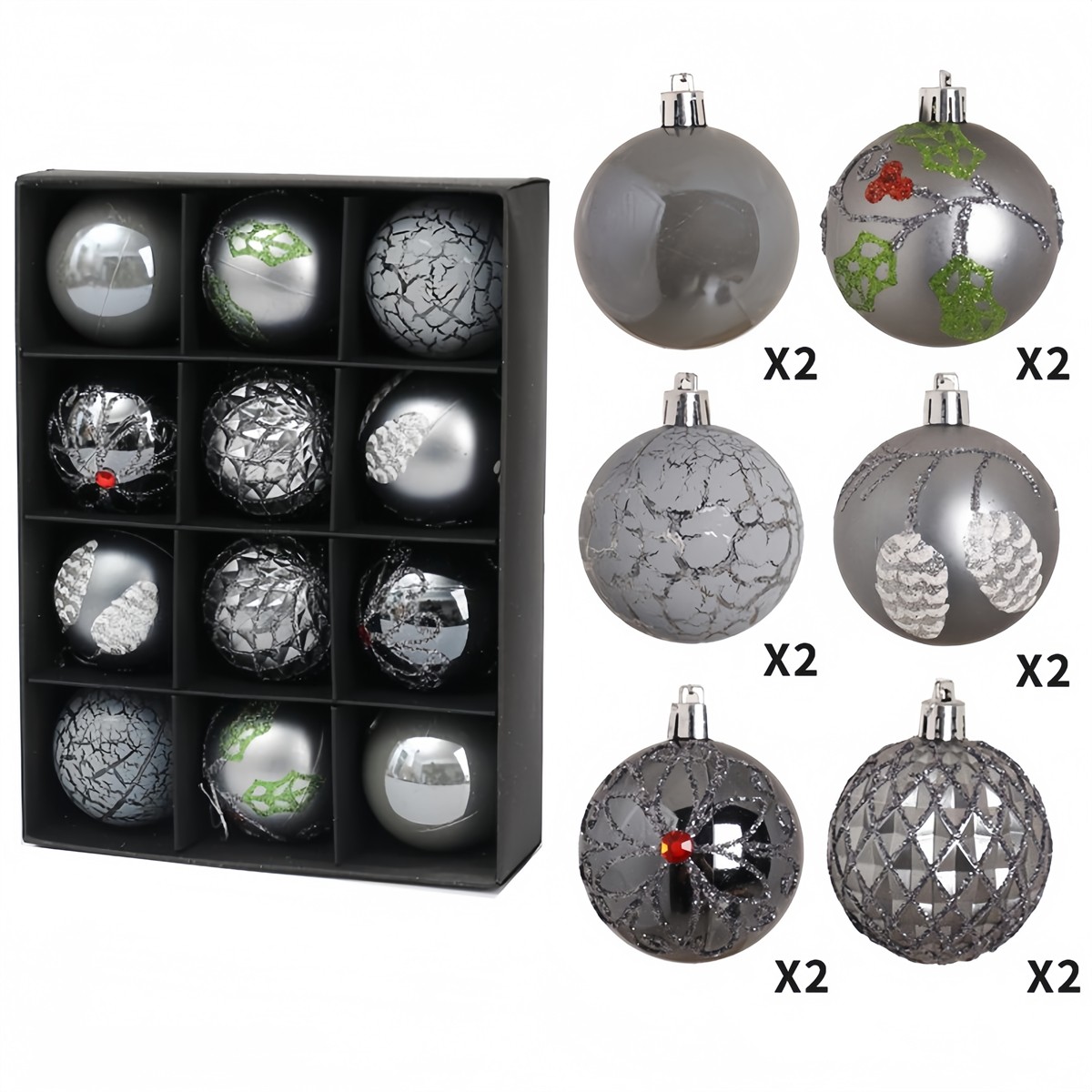 12 PCS 6cm Christmas Balls Christmas Xmas Tree Decoration Hanging