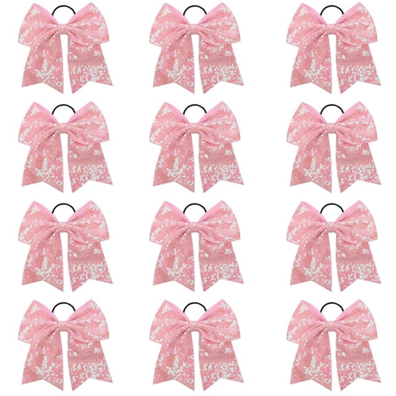 12 PCS 7-inch sequin powder cheerleading hair ring handmade environmentally friendly material super elastic hair accessories suitable for cheerleading training performance competitions
