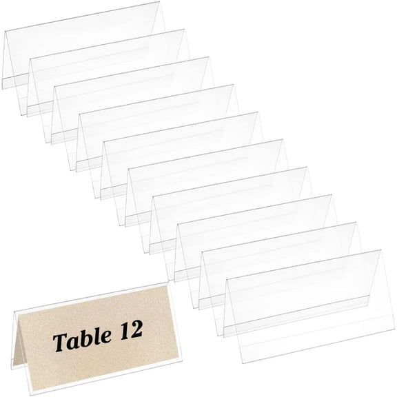 12 PCS Acrylic Table Nameplate 3.9x7.8 Inch V-Shaped Name Display Board for Training Activities Speeches Classrooms Business Offices Clear Name Tent Rack