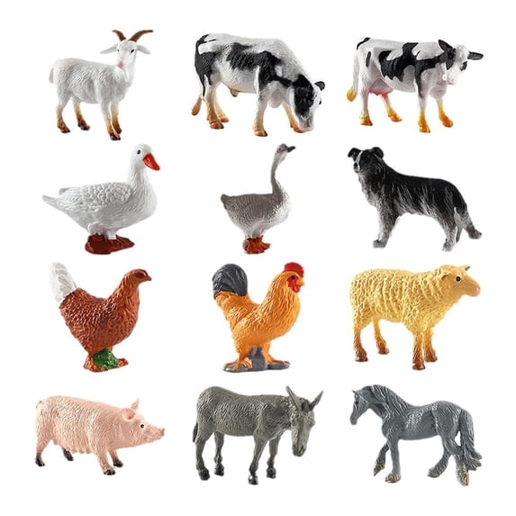 12 PCS Animals Figures,Mini Farm Animal Figurines,Plastic Farm Animal Figures Set