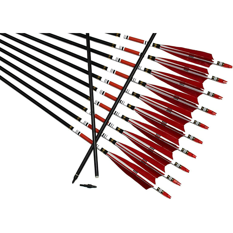 Archery Arrow and Quiver Set 12pcs Fletched Carbon Arrows with Adjustable  Arrow Tube 63-105cm