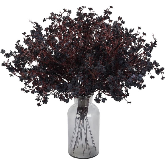 12 PCS Artificial Babies Breath Flowers Fall Faux Gypsophila Silk Flowers Bulk Floral Bouquets for Thanksgiving Home Wedding Party Autumn Decor (Black)