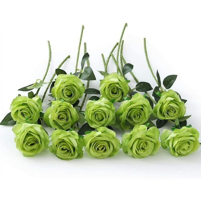 12 PCS Artificial Flowers Black Roses, Fake Silk Flower Long Stem