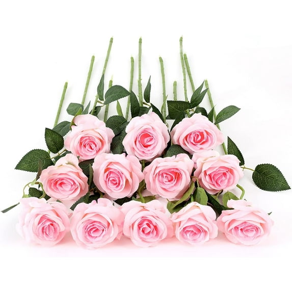 12 PCS Artificial Flowers Black Roses, Fake Silk Flower Long Stem Artificial Black Rose for Halloween Home Wedding Party Decorations(Black)