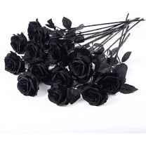 12 PCS Artificial Flowers Roses Fake Silk Flowers Long Stem Faux Flowers Roses for Home Wedding Party Outdoor Decorations(Full Black)