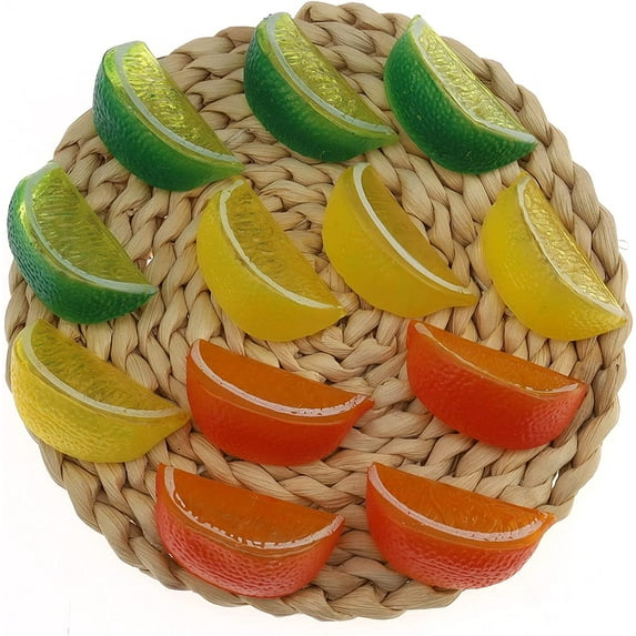 12 PCS Artificial Lemon Slice Fake Fruits Lime Quarter Home Table Cabinet Decoration