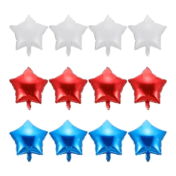 12 PCS Balloons Decor American Flag Star Shaped Patriotic Foil Fourth of July Independence Day Red White Blue